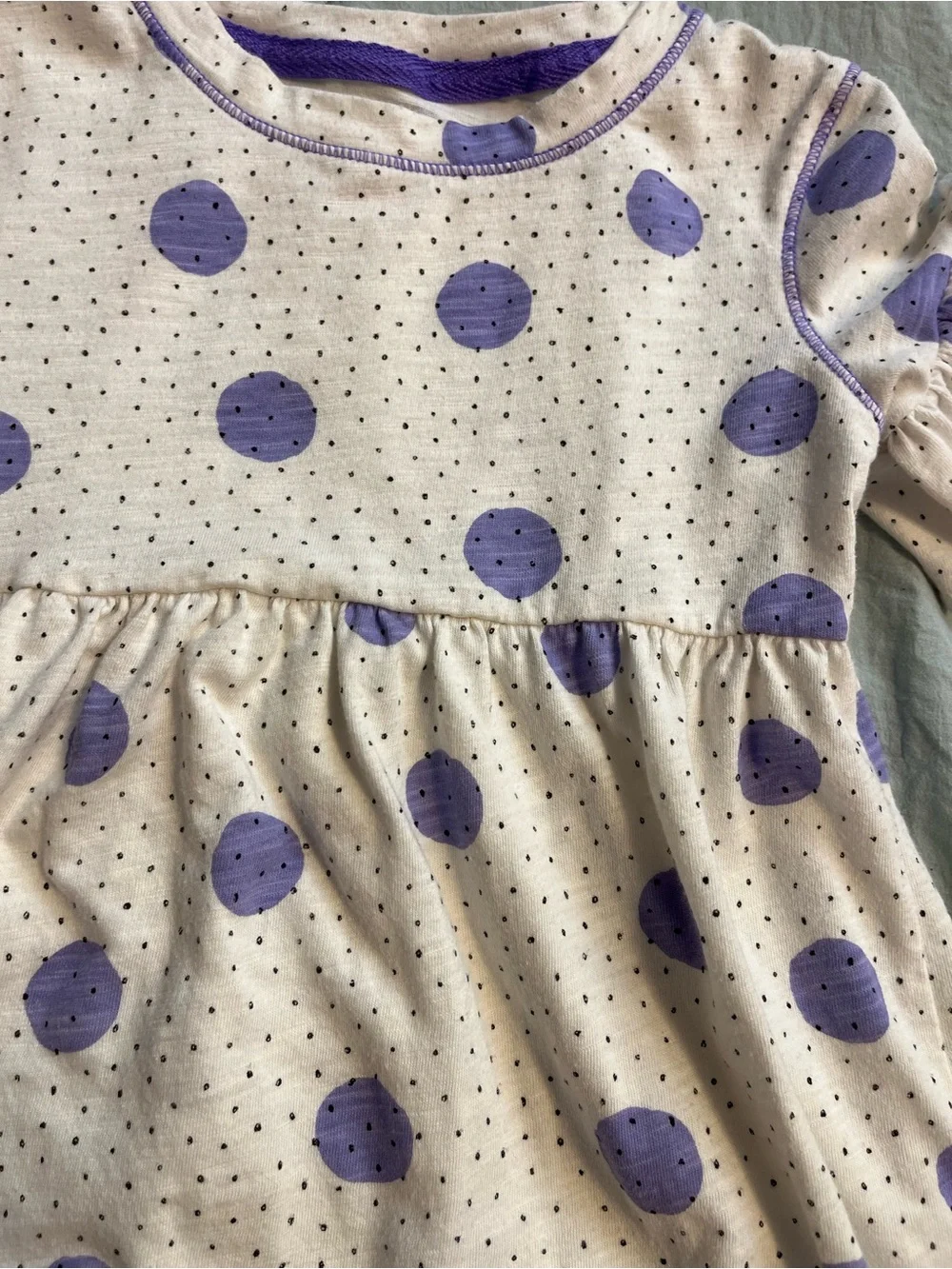 Cat & Jack Cream Dress with Purple Polka Dots